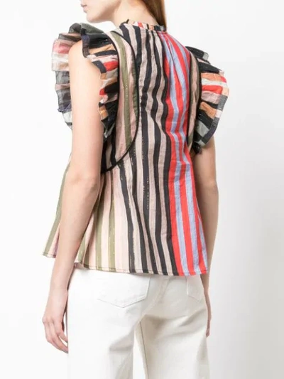 Shop Apiece Apart Sleeveless Ruffled Blouse In Multicolour