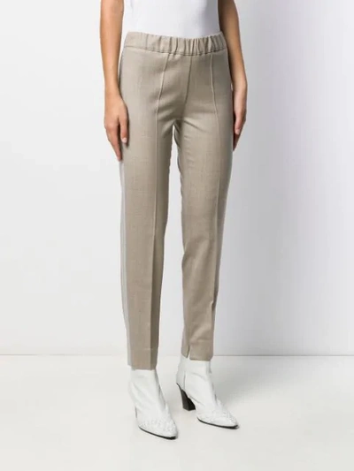 Shop D-exterior Mid Rise Slim Fit Trousers In Neutrals