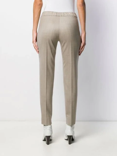 Shop D-exterior Mid Rise Slim Fit Trousers In Neutrals