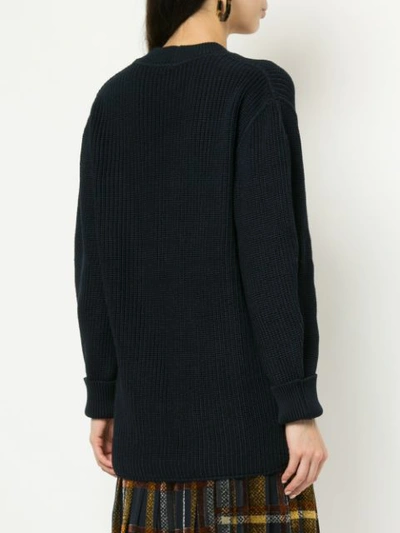 Pre-owned Chanel Long Sleeve Sweater Knitted Cotton Knit In Blue