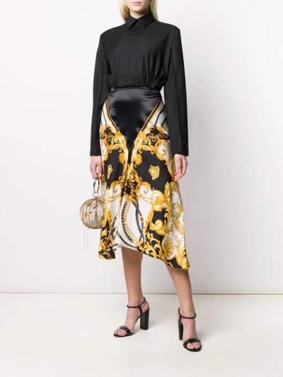 Shop Versace Baroque Print Skirt In White