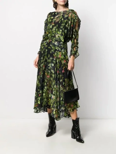 Shop Preen By Thornton Bregazzi Flared Floral-print Dress In Green