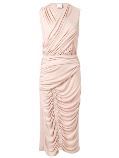 Shop Acler Palmer Draped Midi Dress In Pink