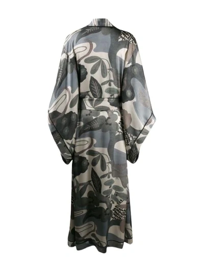 Shop Carine Gilson Long Butterfly Sleeve Kimono In Envollakeblack