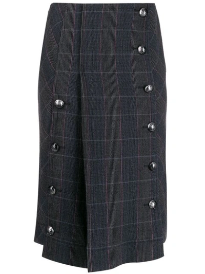 Shop Chloé Checked Pleated Skirt In Grey