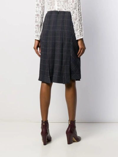 Shop Chloé Checked Pleated Skirt In Grey