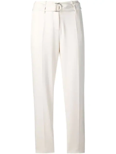 Shop Cambio Belted Trousers - White