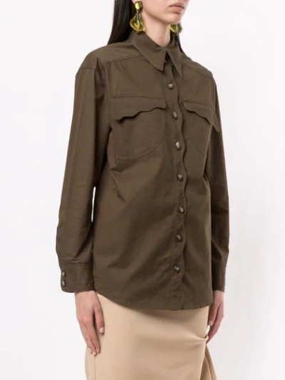 Shop Acler Tana Denim Shirt In Green