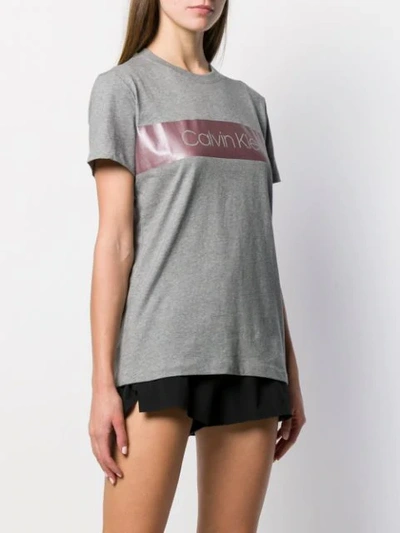 Shop Calvin Klein Metallic-band Logo T-shirt In Grey