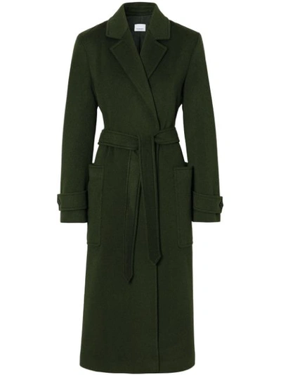 Shop Burberry Belted Mid-length Coat In Green