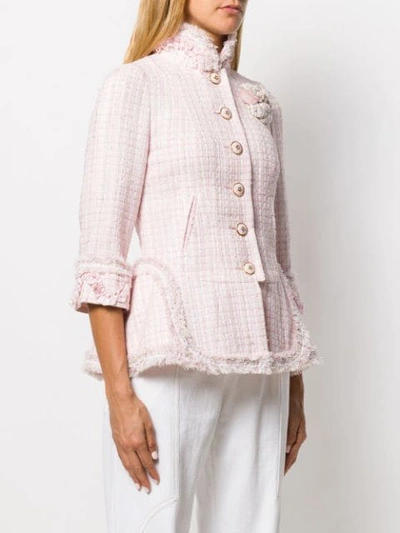 Pre-owned Chanel Frill Detailed Buttoned Jacket In White