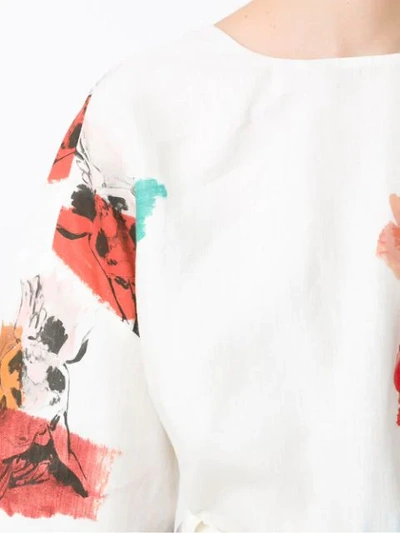 Shop Andrea Marques Printed Wrap Blouse In Multicolour
