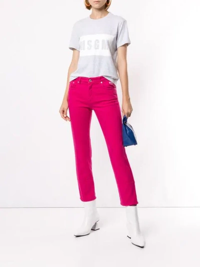 Shop Msgm Slim Fit Trousers In Pink