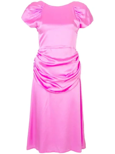 Shop Maryam Nassir Zadeh Ruched-detail Midi Dress In Pink