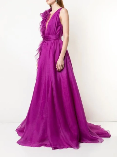 Shop Marchesa Robe Mit Tüll In Purple