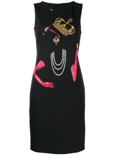 BOUTIQUE MOSCHINO ROYALTY SHIFT DRESS - 黑色