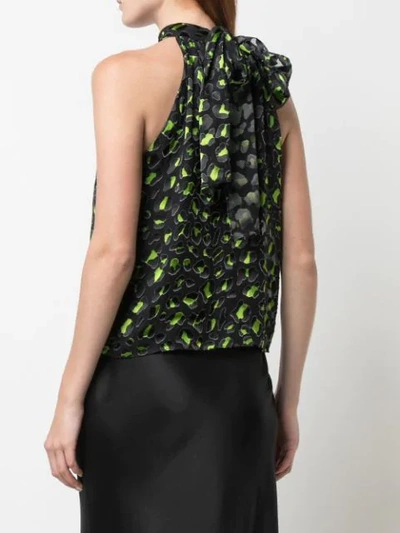 Shop Alice And Olivia Neon Animal Print Halter Top In Leoelectricgreen