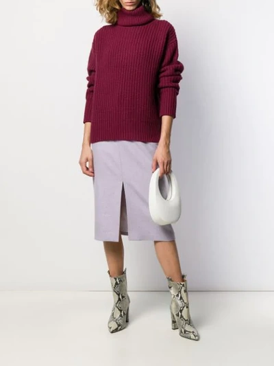 Shop Joseph Front-slit Midi Skirt In Purple