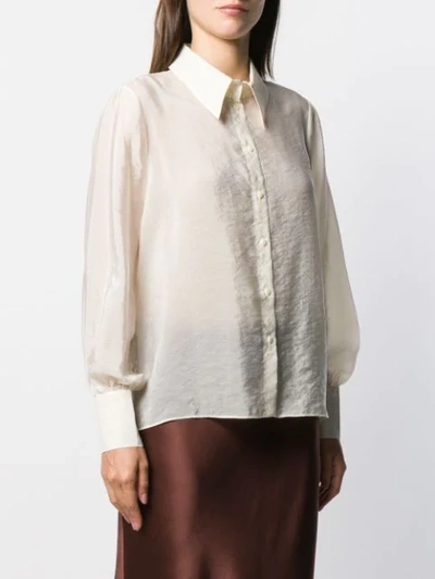 Shop Les Coyotes De Paris Balloon-sleeve Shirt In Neutrals