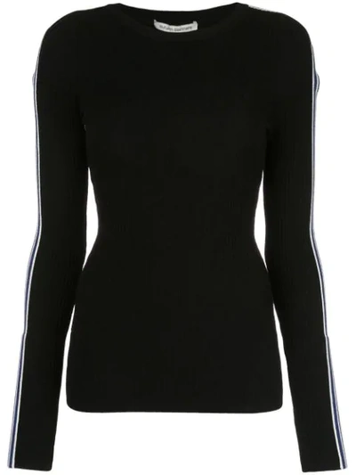 Shop Autumn Cashmere Pullover Mit Gestreiften Ärmeln - Schwarz In Black