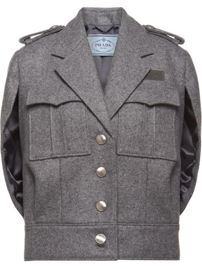 Shop Prada 'authentic Loden' Jacke In Grey