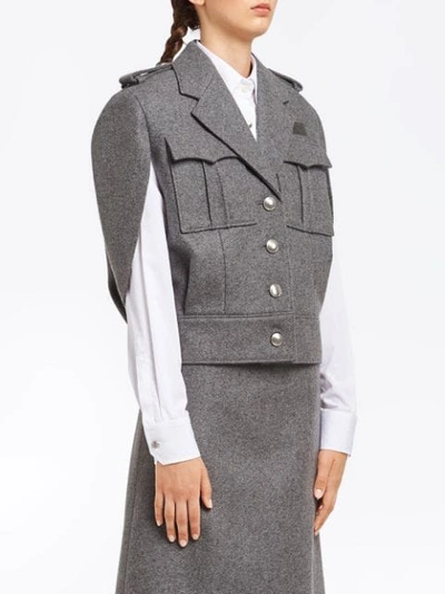 Shop Prada 'authentic Loden' Jacke In Grey