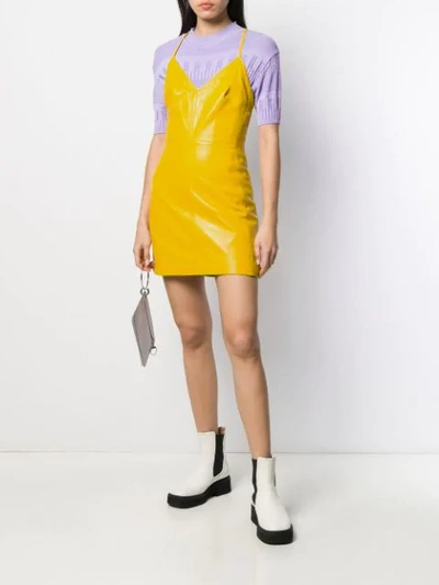 Shop Manokhi Leather Mini Dress In Yellow