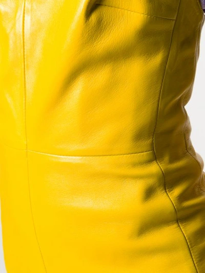 Shop Manokhi Leather Mini Dress In Yellow