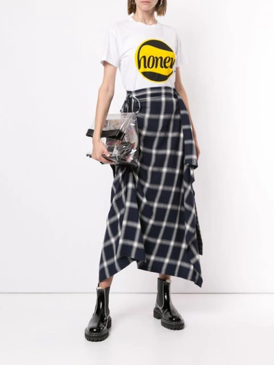 Shop Mcq By Alexander Mcqueen Asymmetric Check Skirt In Blue