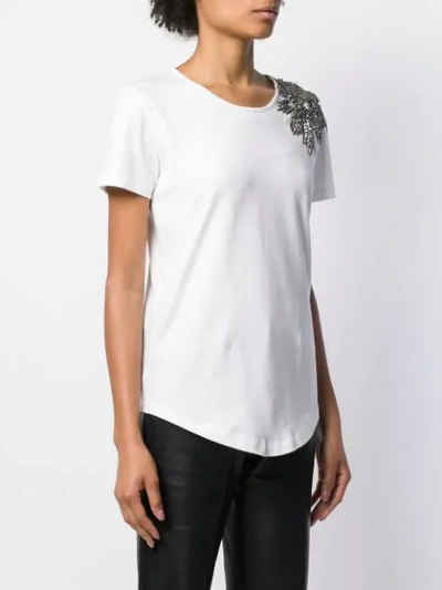 Shop Balmain Bead-embellished T-shirt In White