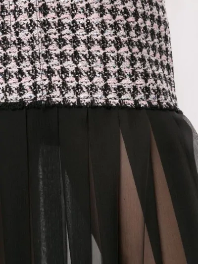 Shop Balmain Houndstooth Sheer Pleated Skirt In Pink