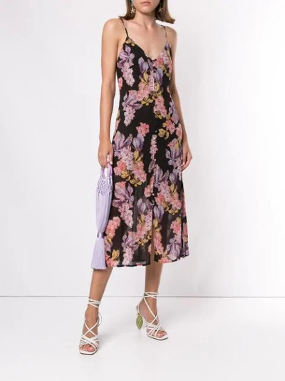 Shop We Are Kindred Stevie Floral-print Slip Dress In Black