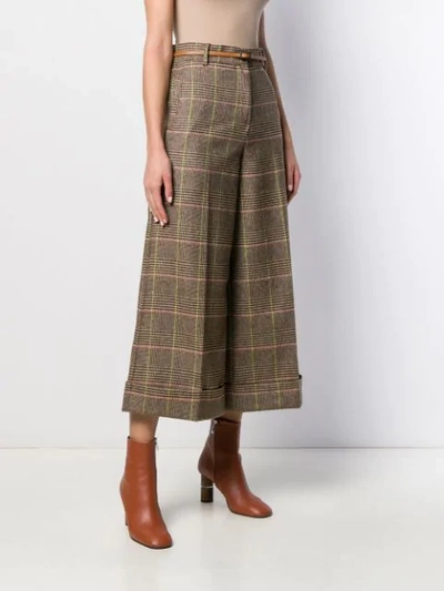 Shop Alessia Santi Checked Pattern Palazzo Trousers In Brown