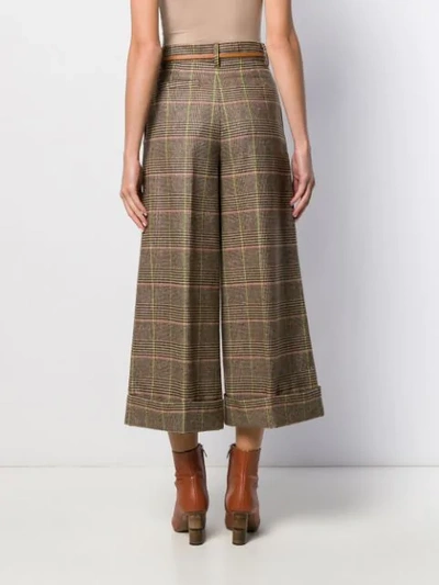 Shop Alessia Santi Checked Pattern Palazzo Trousers In Brown