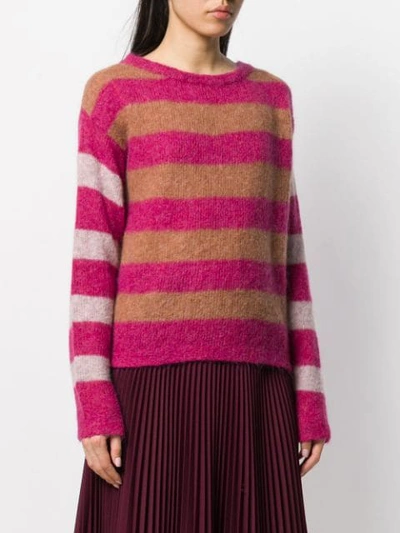 Shop Chiara Bertani Striped Knit Jumper In Pink