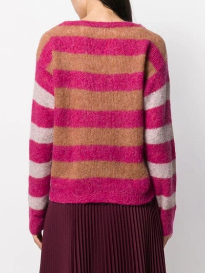 Shop Chiara Bertani Striped Knit Jumper In Pink