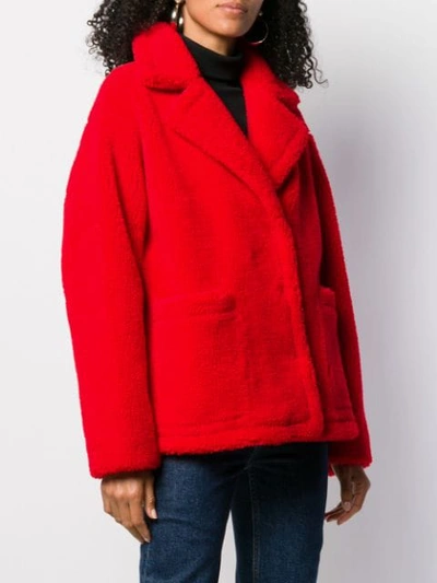 Shop Stand Studio Oversized Teddy Bear Jacket In Red