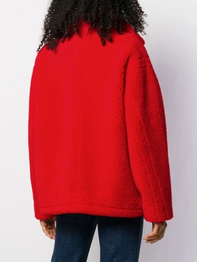 Shop Stand Studio Oversized Teddy Bear Jacket In Red