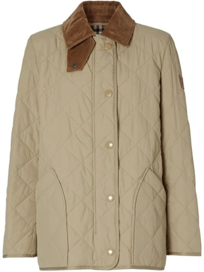 Shop Burberry Cotswolds Quilted Jacket In Brown