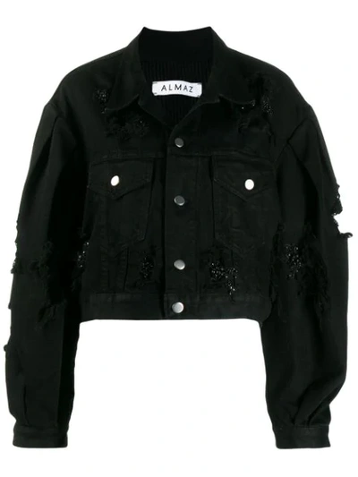 Shop Almaz Cropped Denim Jacket In Black