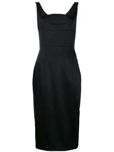 Shop Dolce & Gabbana Dutchess Satin Midi Dress In Black