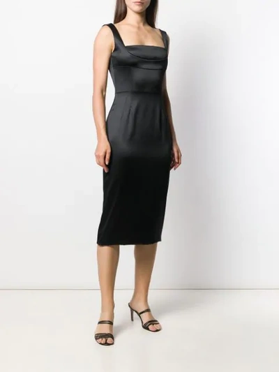 Shop Dolce & Gabbana Dutchess Satin Midi Dress In Black