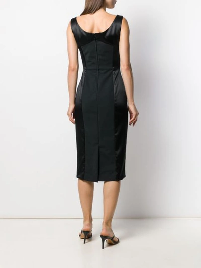 Shop Dolce & Gabbana Dutchess Satin Midi Dress In Black