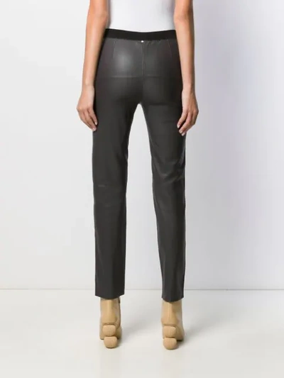 Shop Lorena Antoniazzi High Waisted Leather Leggings In Grey