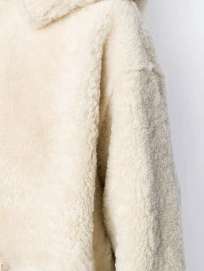 Shop Yves Salomon Shearling Hooded Jacket In Neutrals