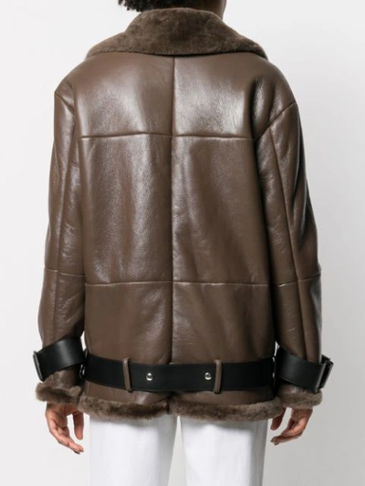Shop Blancha Zipped Oversized Jacket In Brown
