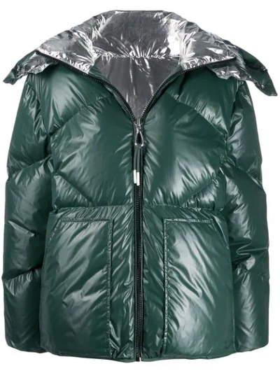Shop Sandro Reversible Puffer Jacket In Green