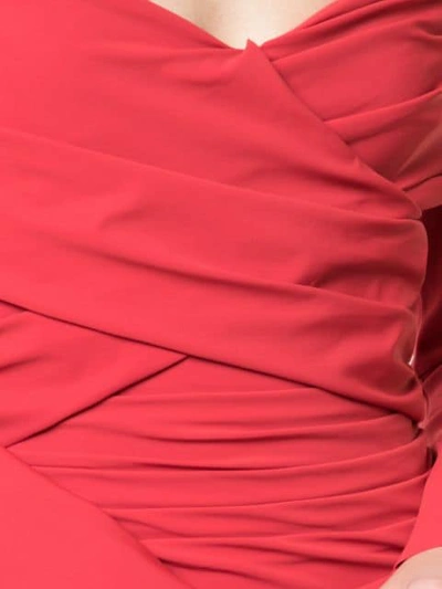 Shop Greta Constantine Off The Shoulder V-neck Dress In Red