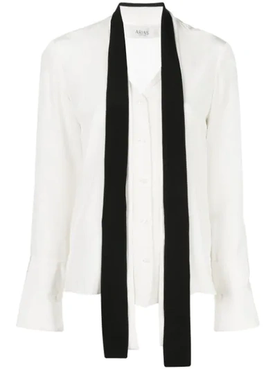 Shop Arias Tie-neck Blouse In White