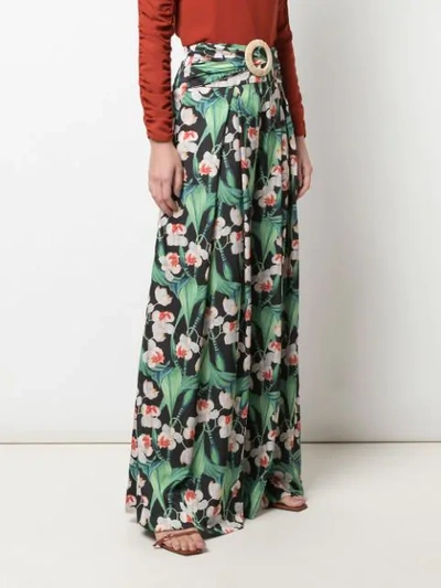 Shop Patbo Floral Belted Wide Leg Trousers In Black